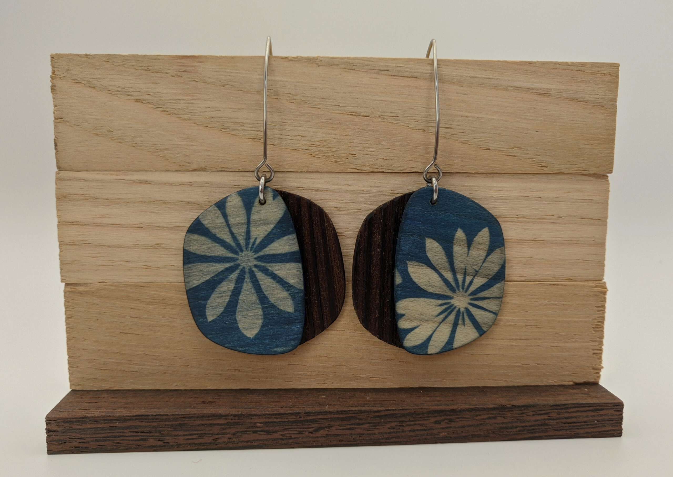 boucles d'oreilles cyanotype