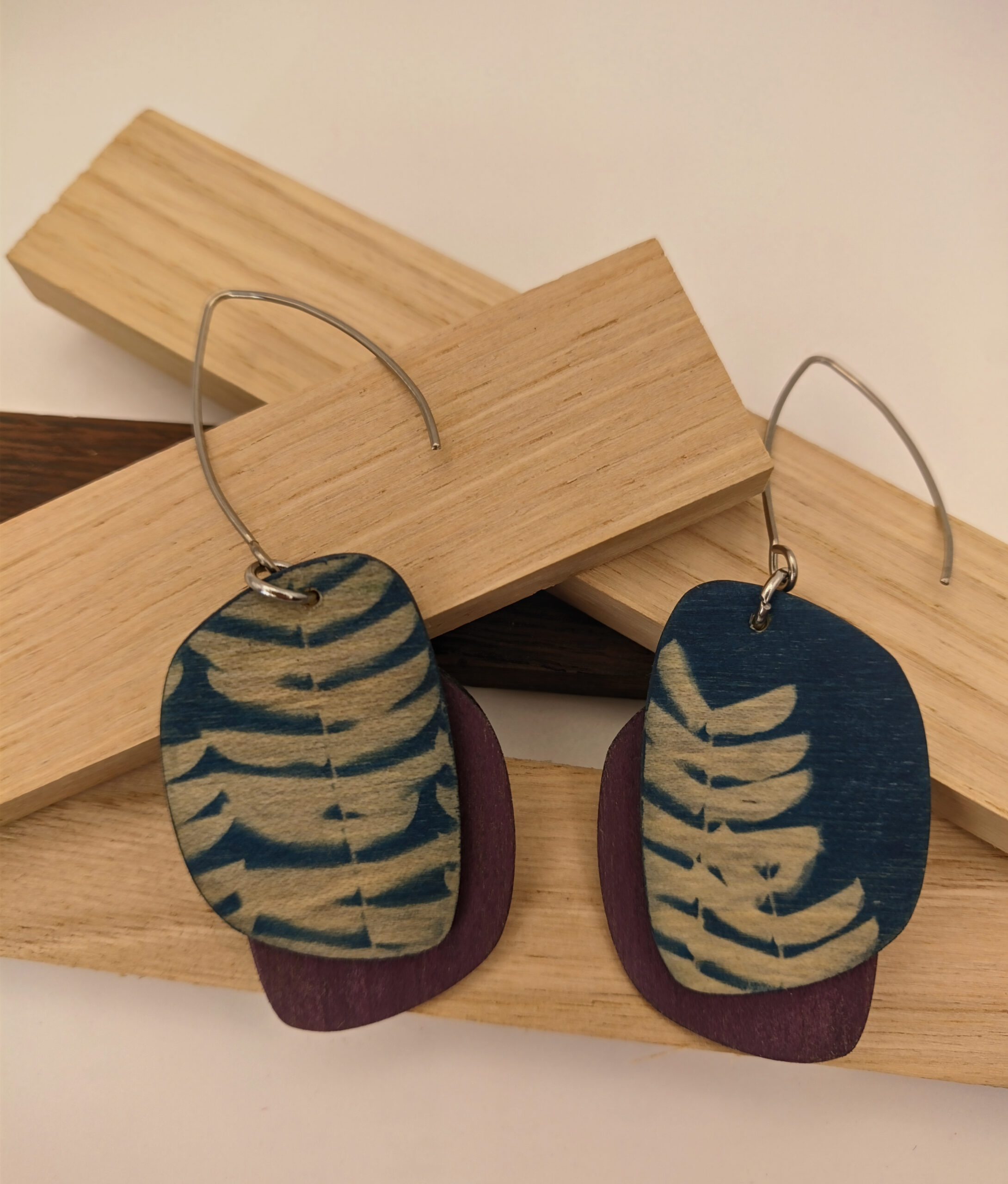 boucles d'oreilles cyanotype