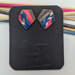 Boucles d&rsquo;oreilles marqueterie de paille de seigle