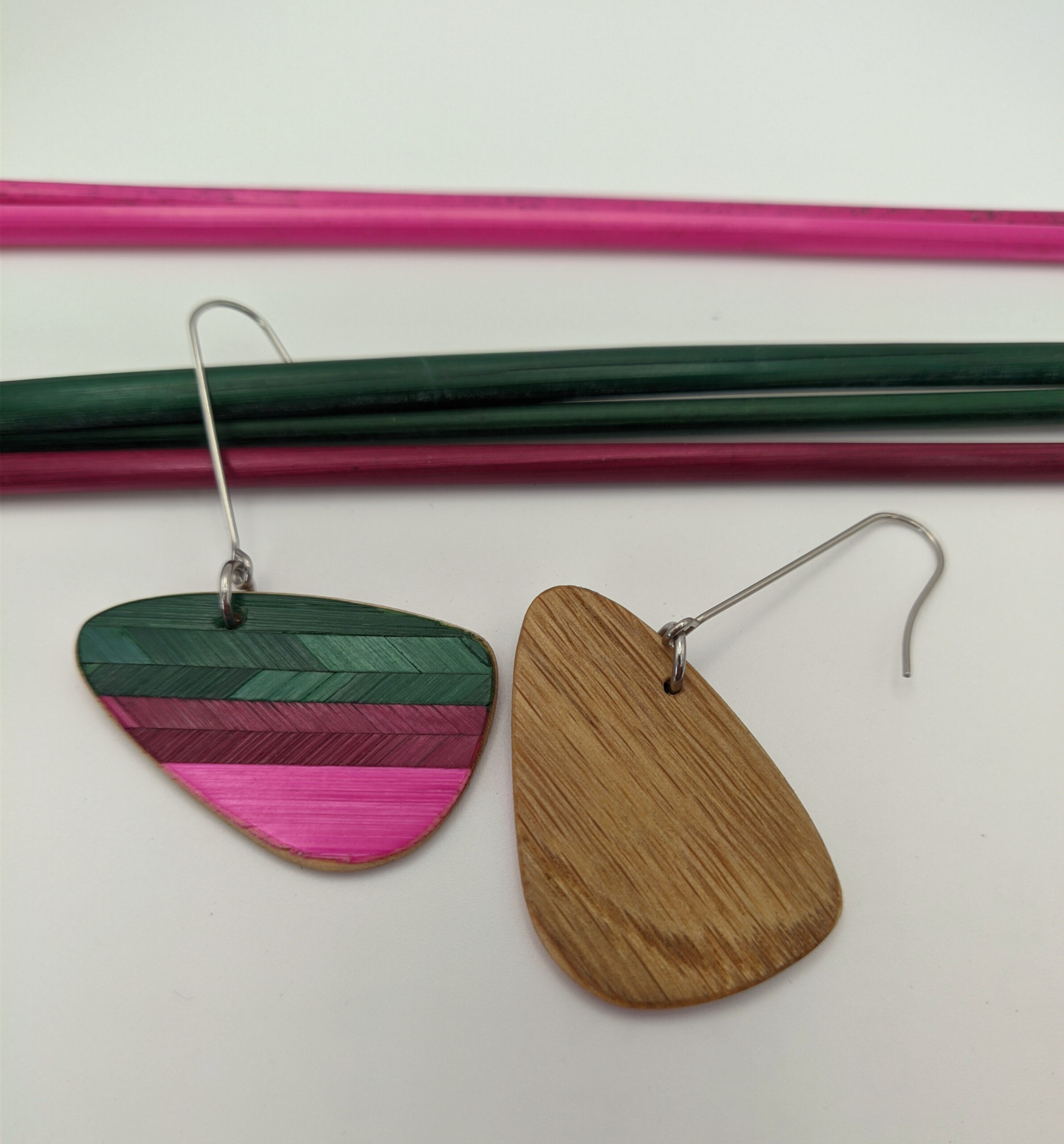 Boucles d'oreilles marqueterie de paille de seigle – Image 2