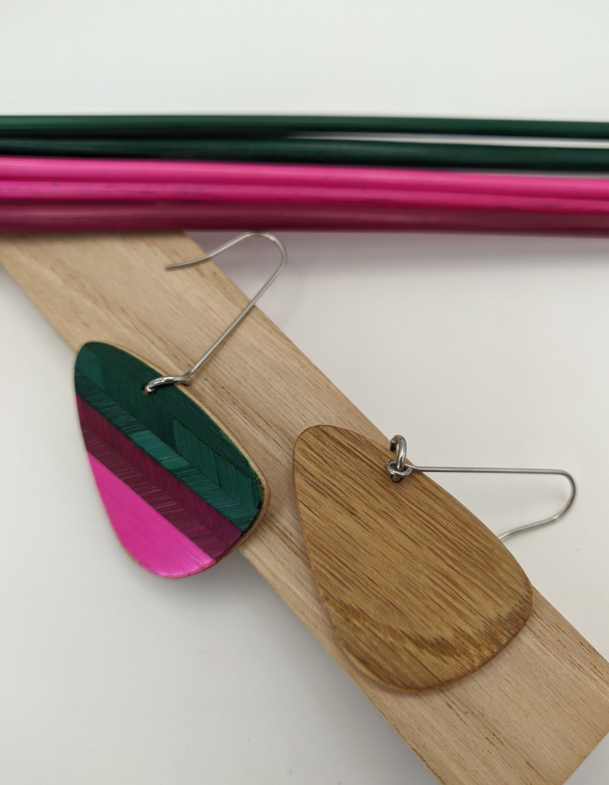 Boucles d'oreilles marqueterie de paille de seigle – Image 3