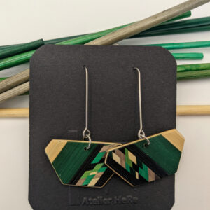 Boucles d&rsquo;oreilles marqueterie de paille de seigle