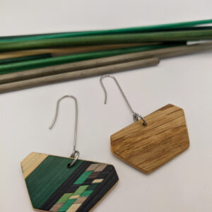 Boucles d&rsquo;oreilles marqueterie de paille de seigle