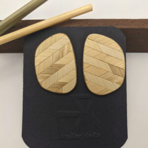 Boucles d'oreilles marqueterie de paille de seigle