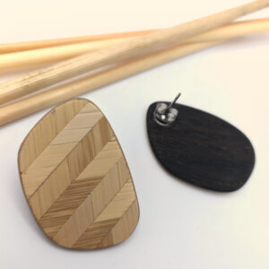 Boucles d&rsquo;oreilles marqueterie de paille de seigle