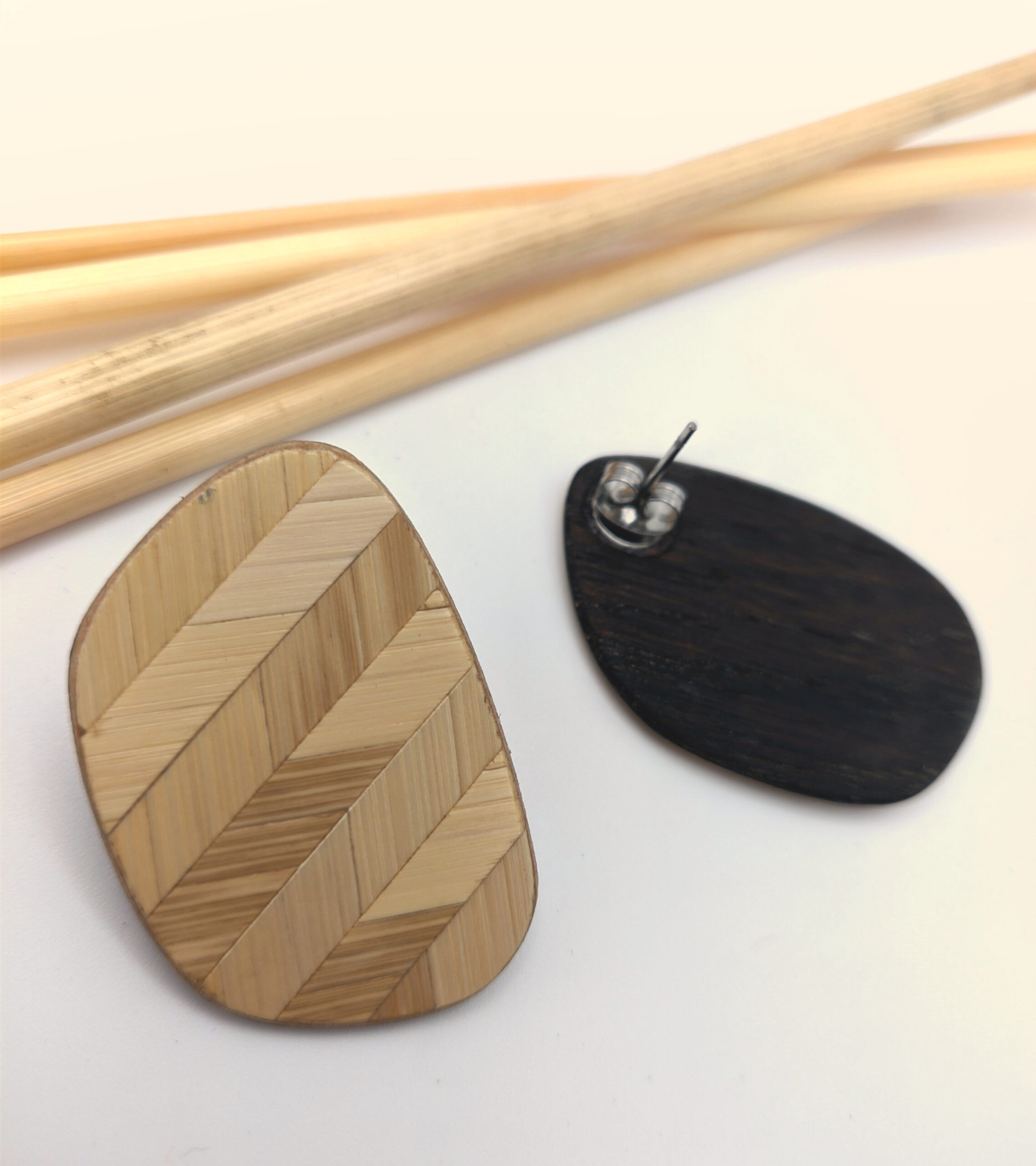 Boucles d'oreilles marqueterie de paille de seigle – Image 2