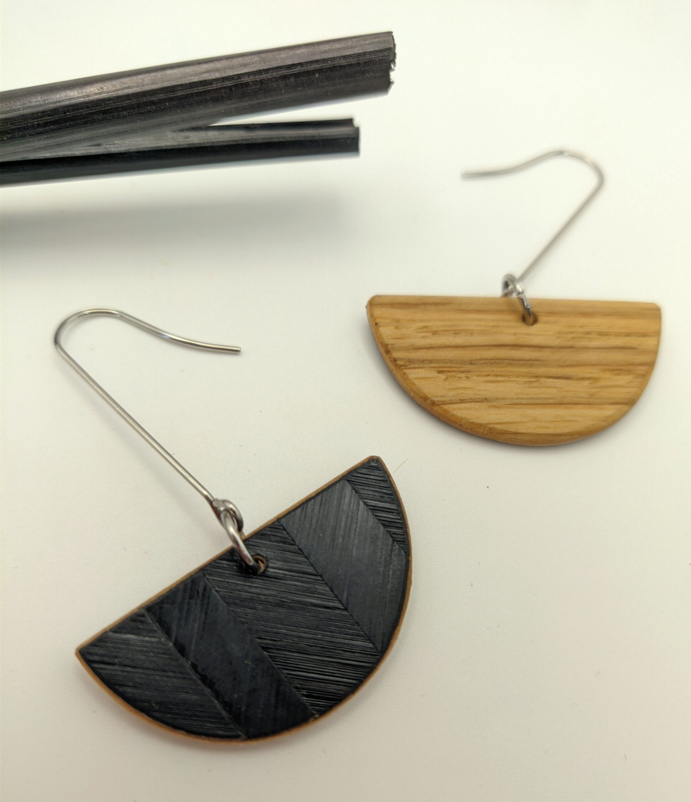 Boucles d'oreilles marqueterie de paille de seigle – Image 2